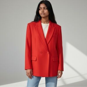 🌻Vintage Red Wool Long Single Breast Two-Button Blazer Size 10